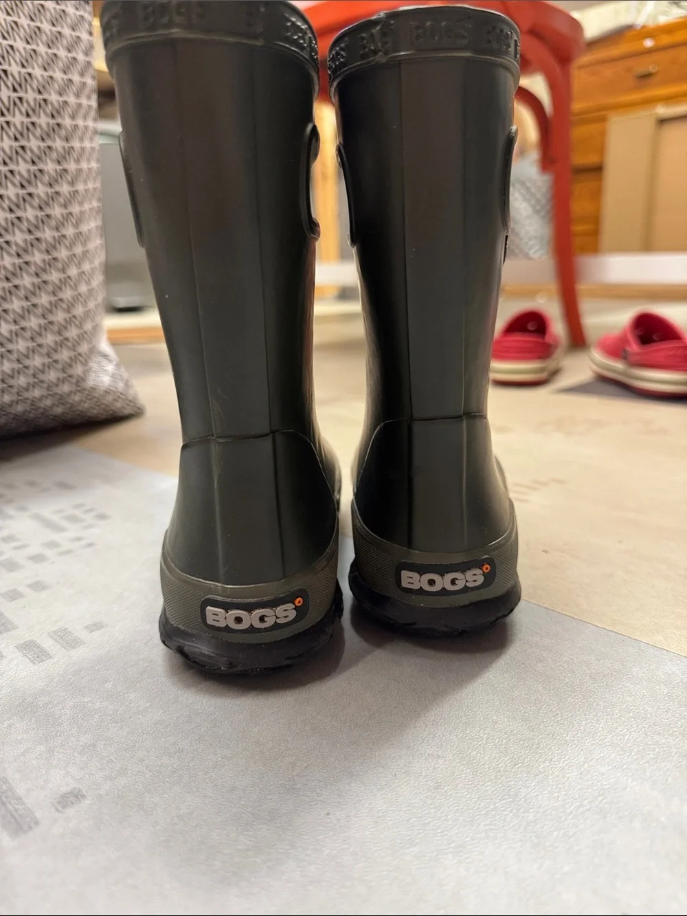 Bogs Kids Olive Green Waterproof Handle Rain Boots